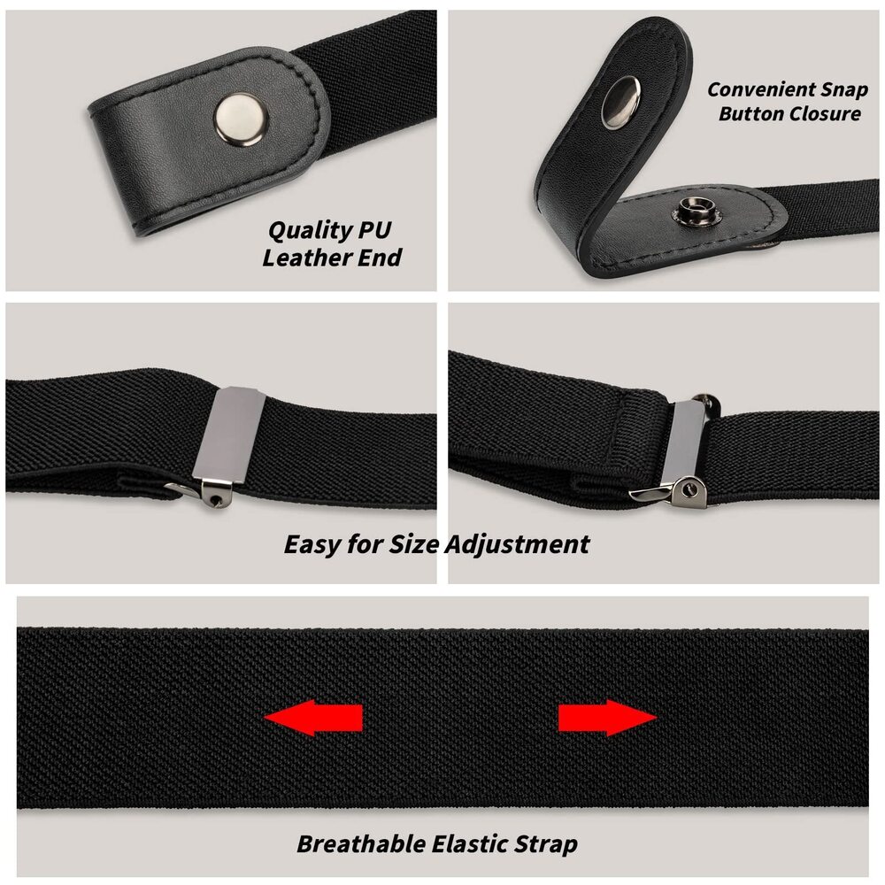 1956 2 Pack No Buckle Elastic Belts For Women Men, Show Jeans View 5